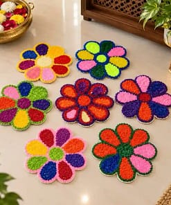 Colourful Flower Rangoli Mat