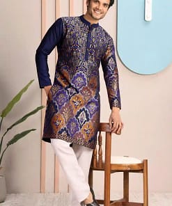 Men’s Silk Elephant Weave Kurta 9 Men’s Silk Elephant Weave Kurta - Image 4