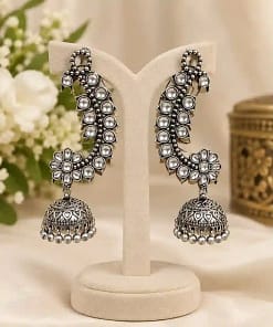 Oxidised Silver Feather Ear Cuff Earrings 19 Oxidised Silver Feather Ear Cuff Earrings