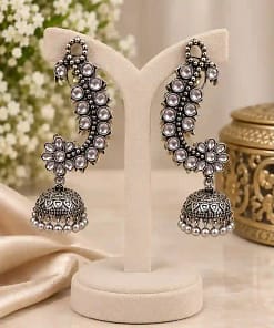 Oxidised Silver Feather Ear Cuff Earrings 18 Oxidised Silver Feather Ear Cuff Earrings