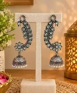 Oxidised Silver Feather Ear Cuff Earrings 17 Oxidised Silver Feather Ear Cuff Earrings