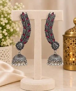 Oxidised Silver Feather Ear Cuff Earrings 14 Oxidised Silver Feather Ear Cuff Earrings