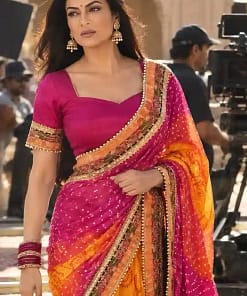 Pink Bandhani Banarasi Pre-Pleated Saree 6 Pink Bandhani Banarasi Pre-Pleated Saree - Image 2
