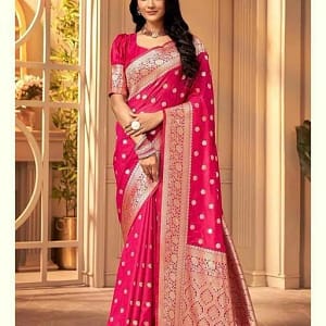 Rani Pink Banarasi Saree