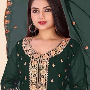 Elegant Deep Green Georgette Sharara Set