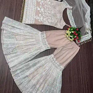 Heavy Soft Net Chino Sequins Palazzo Suit Set - Image 5