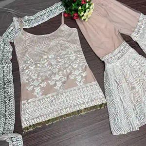 Heavy Soft Net Chino Sequins Palazzo Suit Set - Image 4