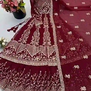 Alternative view of Crunchy Silk Embroidered Sequins Lehenga Set