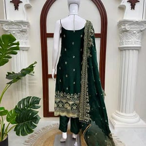 Designer Fendy Silk Thread & Sequin Anarkali Set - Image 15