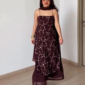 Designer Flux Georgette Thread & Sequins 3-Piece Suit Set