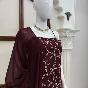 Designer Flux Georgette Thread & Sequins 3-Piece Suit Set - Image 7