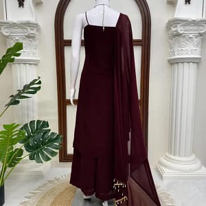 Designer Flux Georgette Thread & Sequins 3-Piece Suit Set - Image 6