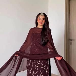 Designer Flux Georgette Thread & Sequins 3-Piece Suit Set - Image 10