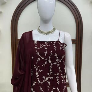 Designer Flux Georgette Thread & Sequins 3-Piece Suit Set - Image 8