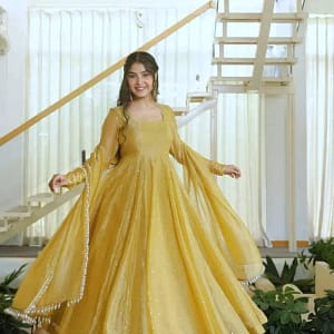 Designer Gown with Pant Set - Image 3