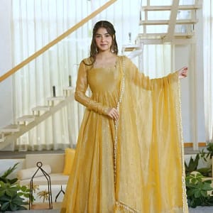 Designer Gown with Pant Set - Image 2
