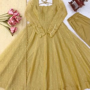 Designer Gown with Pant Set - Image 12