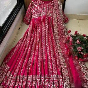 Heavy Sequins Embroidered Chinon Silk Anarkali Gown with Dupatta - Image 10