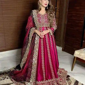 Heavy Sequins Embroidered Chinon Silk Anarkali Gown with Dupatta