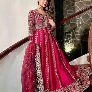 Heavy Sequins Embroidered Chinon Silk Anarkali Gown with Dupatta - Image 5