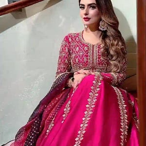 Heavy Sequins Embroidered Chinon Silk Anarkali Gown with Dupatta - Image 4