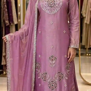 Embroidered Fendy Silk Kurti Sharara Set - Image 9