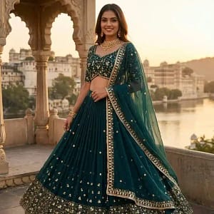 Designer Embroidered Georgette Lehenga Choli Set - Image 2