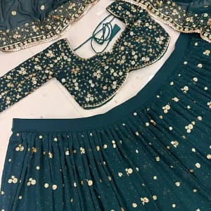 Designer Embroidered Georgette Lehenga Choli Set - Image 9