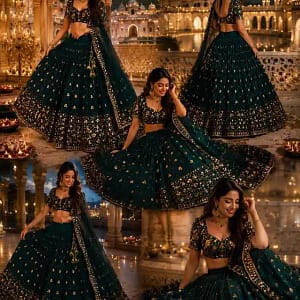 Designer Embroidered Georgette Lehenga Choli Set - Image 16