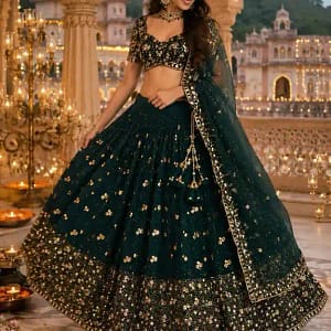 Designer Embroidered Georgette Lehenga Choli Set - Image 5