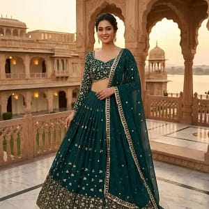 Designer Embroidered Georgette Lehenga Choli Set - Image 7
