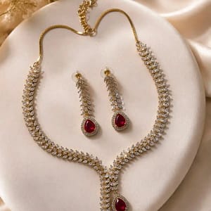 Exquisite Ruby & AD Necklace Set - Image 2