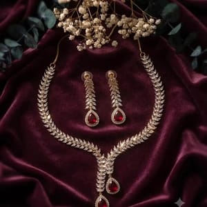 Exquisite Ruby & AD Necklace Set