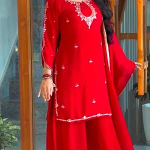 Designer Heavy Faux Georgette Plazzo Set - Image 9