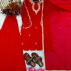Designer Heavy Faux Georgette Plazzo Set - Image 7