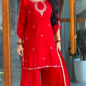 Designer Heavy Faux Georgette Plazzo Set - Image 4