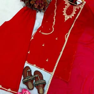 Designer Heavy Faux Georgette Plazzo Set - Image 3