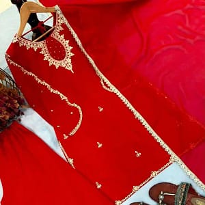 Designer Heavy Faux Georgette Plazzo Set - Image 2