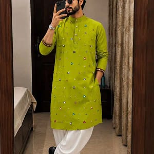 Men’s Embroidered Kurta with Dhoti - Image 4