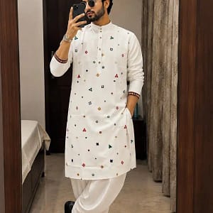 Men’s Embroidered Kurta with Dhoti - Image 5