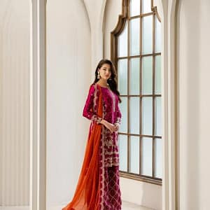 Premium Chinon Embroidered Kurti Plazzo Set - Image 9