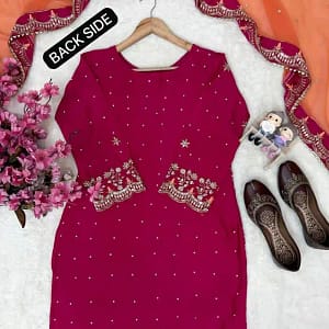 Premium Chinon Embroidered Kurti Plazzo Set - Image 11