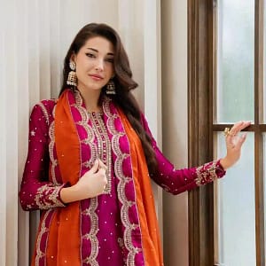 Premium Chinon Embroidered Kurti Plazzo Set - Image 4