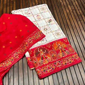 Pure Pashmina Silk Rajwadi Weaving Saree - Image 6