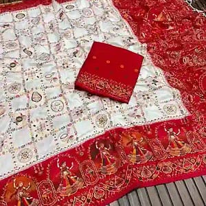 Pure Pashmina Silk Rajwadi Weaving Saree - Image 5