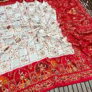 Pure Pashmina Silk Rajwadi Weaving Saree - Image 4