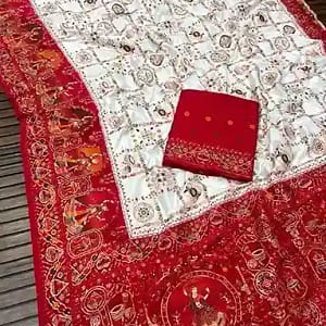 Pure Pashmina Silk Rajwadi Weaving Saree - Image 2
