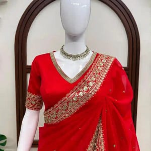 Tibby Silk Thread & Sequins Designer Saree - Image 7