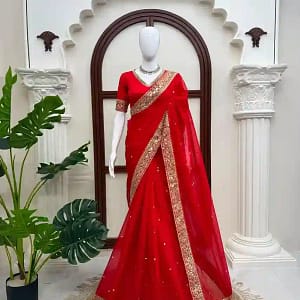 Tibby Silk Thread & Sequins Designer Saree - Image 12