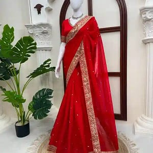 Tibby Silk Thread & Sequins Designer Saree - Image 14